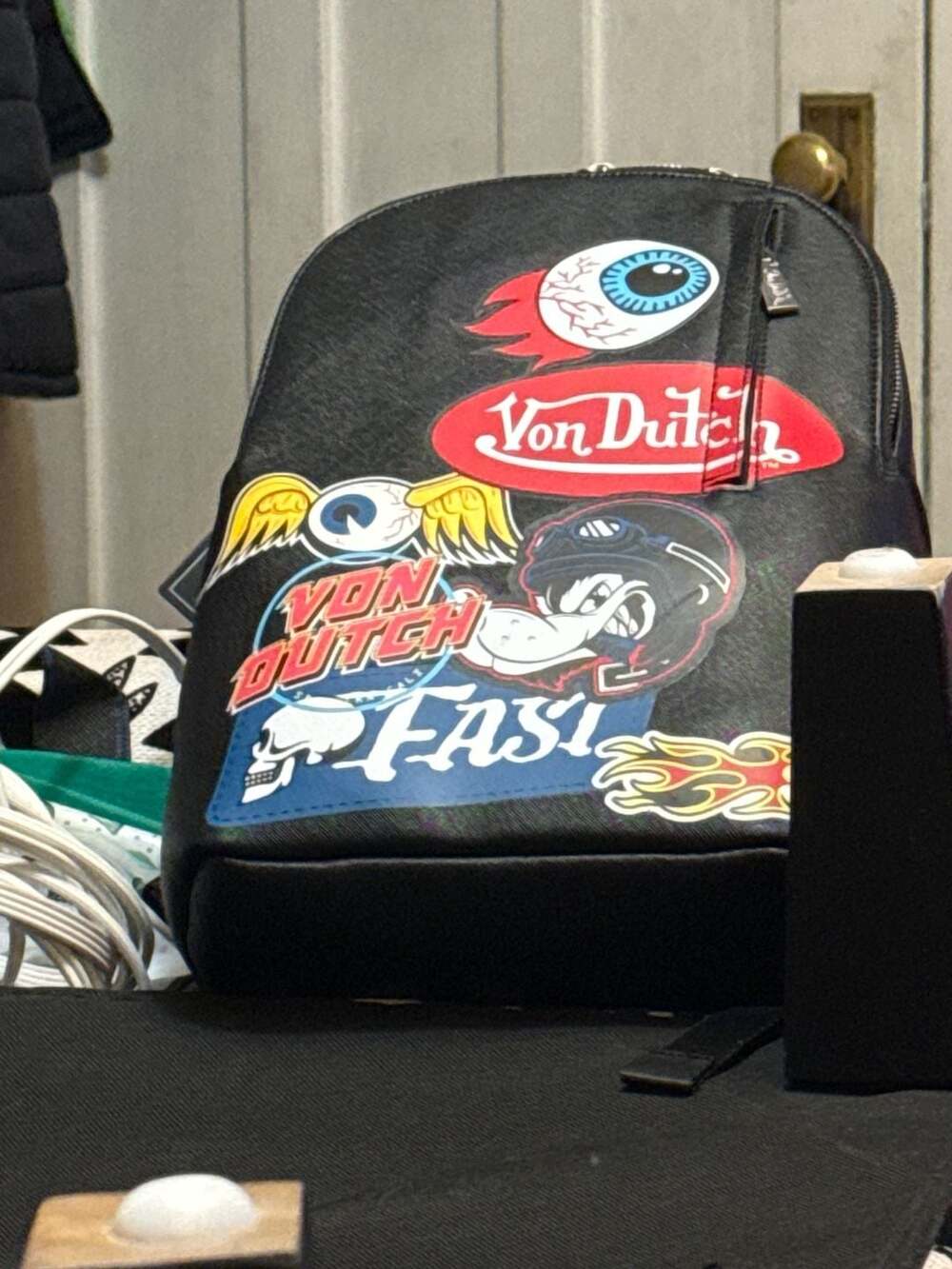 Von Dutch Black Multi-Patch Flying Eye Backpack